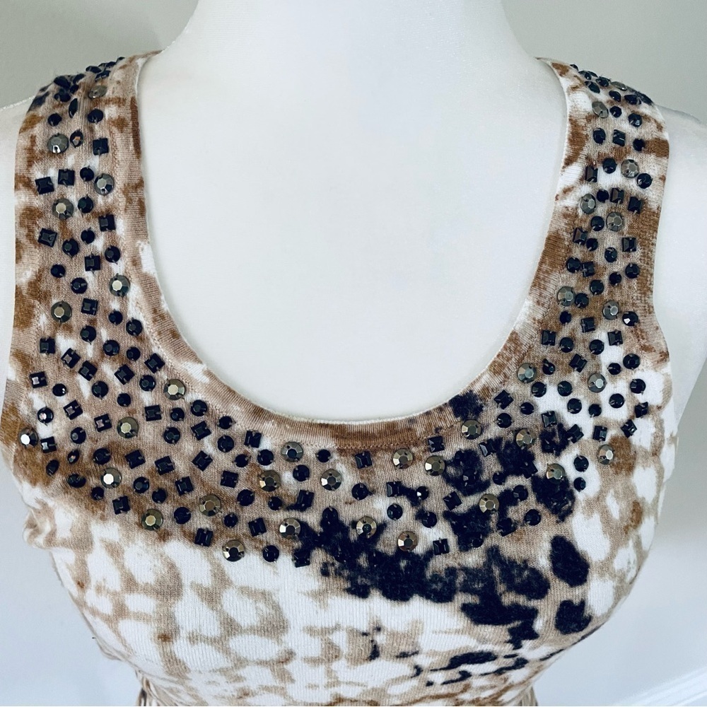 Cache Women's Sleeveless Snakeskin Print Beaded Tank - Size XS - Picture 2 of 12